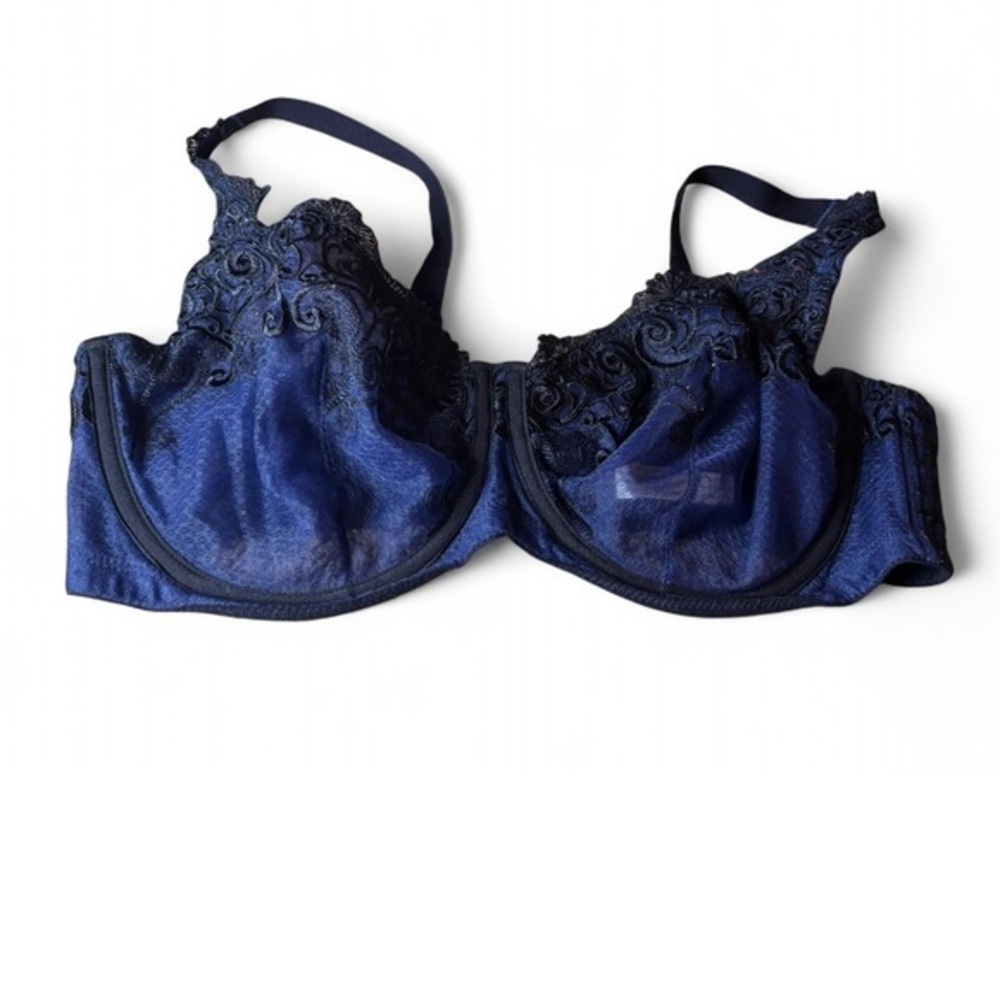 Soma Sheer Lace Underwire Bra Navy 38D Full Coverage Embroidered Mesh
